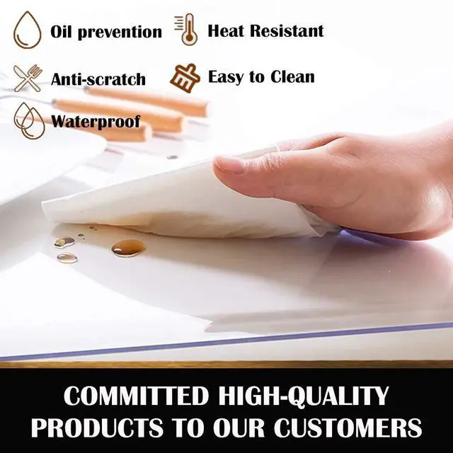 Alt view image 4 of 7 - 14x24 Inch Multi Size Clear Plastic Dining Table Protector PVC Tablelcloth Desk Pad Mat Wooden Furniture Coffee Glass Table Screen Protection Pad Cover Dressing Kitchen Countertop Topper Waterproof