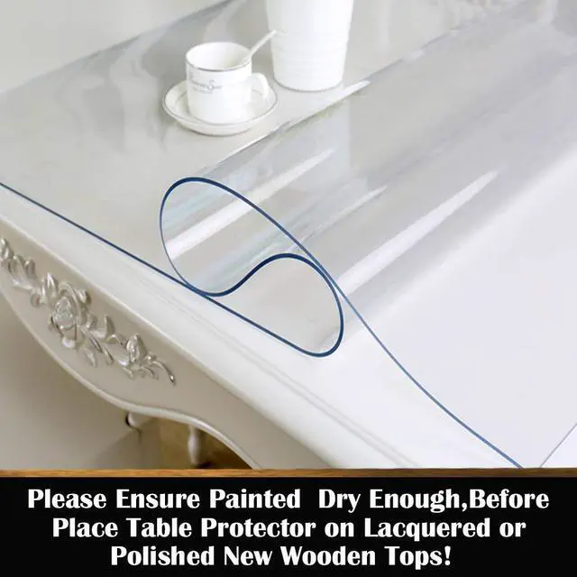Alt view image 7 of 7 - 14x24 Inch Multi Size Clear Plastic Dining Table Protector PVC Tablelcloth Desk Pad Mat Wooden Furniture Coffee Glass Table Screen Protection Pad Cover Dressing Kitchen Countertop Topper Waterproof