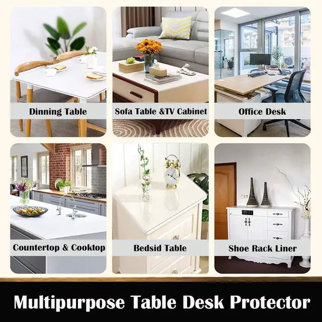 Alt view image 5 of 7 - 14x24 Inch Multi Size Clear Plastic Dining Table Protector PVC Tablelcloth Desk Pad Mat Wooden Furniture Coffee Glass Table Screen Protection Pad Cover Dressing Kitchen Countertop Topper Waterproof