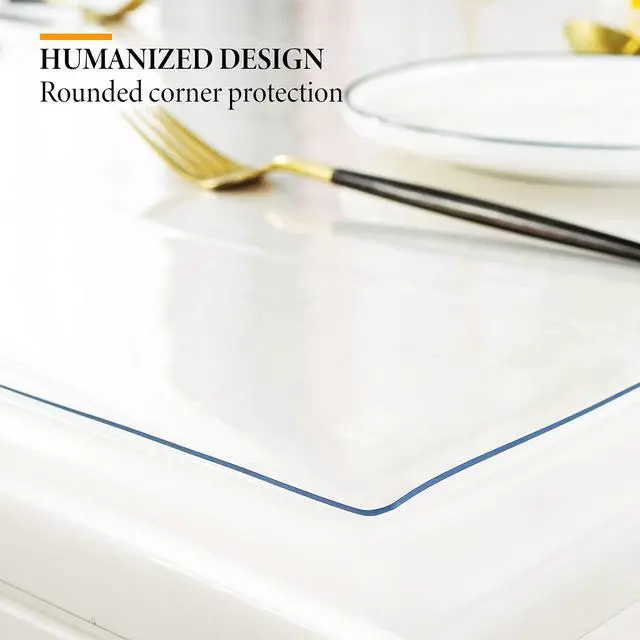 Alt view image 3 of 6 - Deep Dream 1.5mm Clear Desk Cover Protector, 14×24 Inch Clear Desk Cover, Rectangular Vinyl Desk Pad, PVC Plastic Table Cover for Office, Dresser, Night Stand, Computer & Writing Desk Tabletop