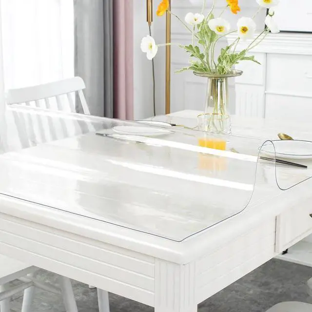 Alt view image 2 of 7 - Warmstar Clear Table Cover Protector 14 x 24 Inch,1.5mm Thick Table Cover | Plastic Rectangle PVC Clear Table Protector ,Desk Protector Mat for Kitchen, Dresser, Writing DeskDining Room Table