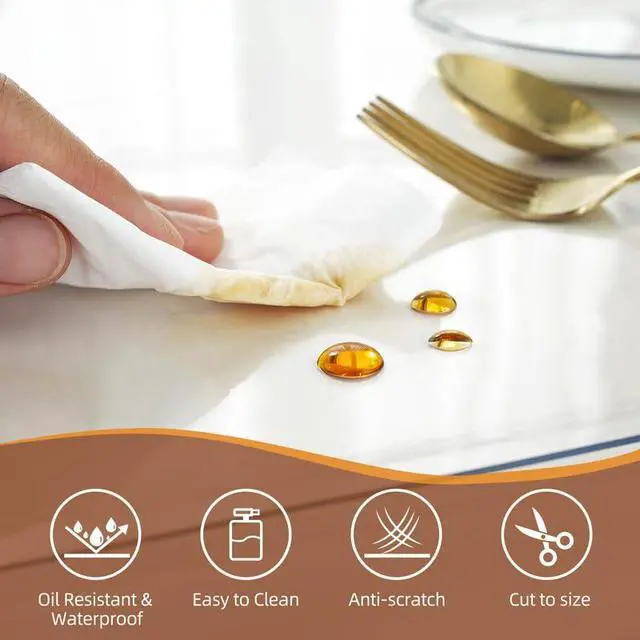 Alt view image 3 of 7 - Warmstar Clear Table Cover Protector 14 x 24 Inch,1.5mm Thick Table Cover | Plastic Rectangle PVC Clear Table Protector ,Desk Protector Mat for Kitchen, Dresser, Writing DeskDining Room Table