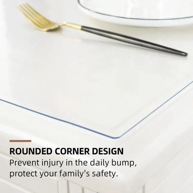 Alt view image 6 of 7 - Warmstar Clear Table Cover Protector 14 x 24 Inch,1.5mm Thick Table Cover | Plastic Rectangle PVC Clear Table Protector ,Desk Protector Mat for Kitchen, Dresser, Writing DeskDining Room Table