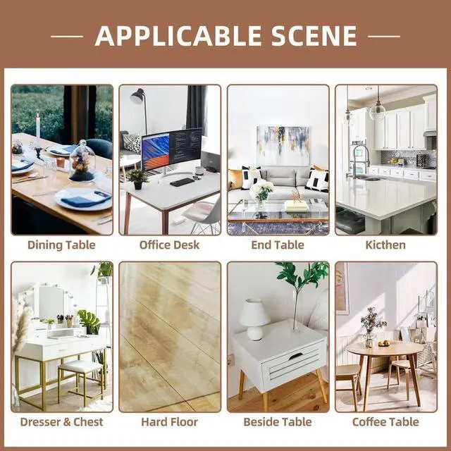 Alt view image 7 of 7 - Warmstar Clear Table Cover Protector 14 x 24 Inch,1.5mm Thick Table Cover | Plastic Rectangle PVC Clear Table Protector ,Desk Protector Mat for Kitchen, Dresser, Writing DeskDining Room Table