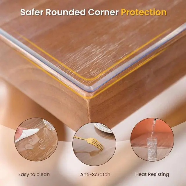 Alt view image 5 of 6 - Whirltique Clear Table Cover Protector 14 x 24 Inch, 2mm Thick Clear Desk Mat, Plastic Table Cover, Transparent Desk Cover, Desk Protector Mat for Desktop, Writing Desk