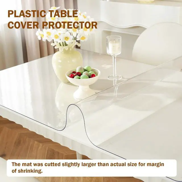 Alt view image 2 of 7 - Royhom Clear Table Protector 14 x 24 Inch, 1.5mm Plastic Table Cover | Durable & Thick, Heat Resistant to 180°F, Easy wipe clean, Food safe, Stainproof, Waterproof PVC Desk Mat