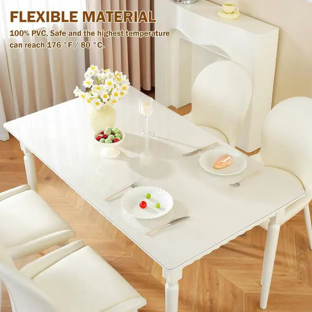 Alt view image 3 of 7 - Royhom Clear Table Protector 14 x 24 Inch, 1.5mm Plastic Table Cover | Durable & Thick, Heat Resistant to 180°F, Easy wipe clean, Food safe, Stainproof, Waterproof PVC Desk Mat