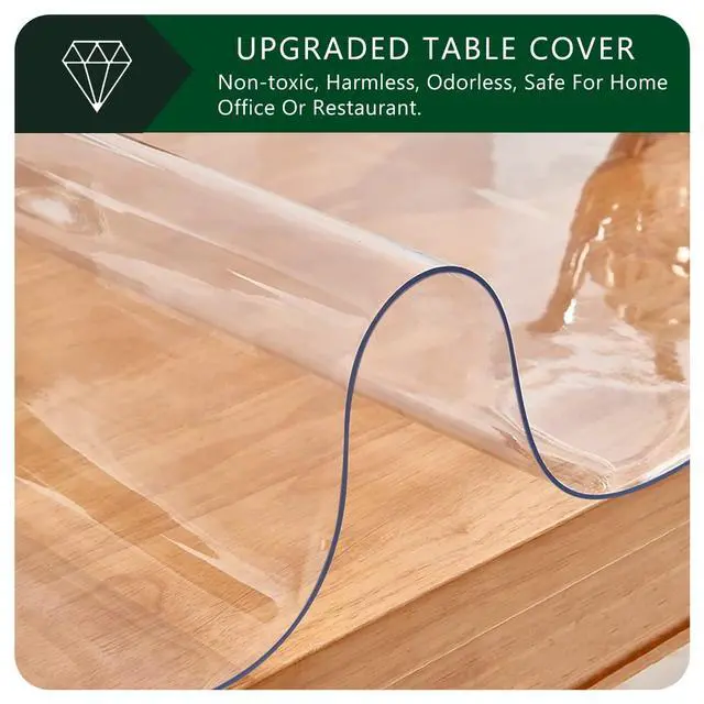 Alt view image 2 of 7 - Clear PVC Desk Pad Mat 14×24 Inch Crystal Table Cloths Rectangular Vinyl Desk Pad Waterproof PVC Plastic Table Cover for Dining TV Table Dresser Night Stand Computer Writing
