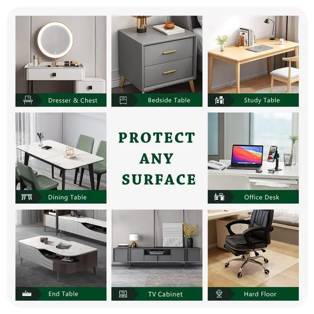 Alt view image 6 of 7 - Clear PVC Desk Pad Mat 14×24 Inch Crystal Table Cloths Rectangular Vinyl Desk Pad Waterproof PVC Plastic Table Cover for Dining TV Table Dresser Night Stand Computer Writing