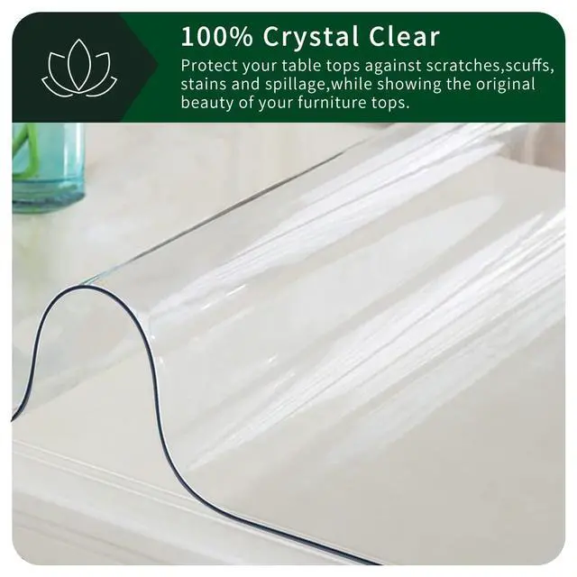 Alt view image 5 of 7 - Clear PVC Desk Pad Mat 14×24 Inch Crystal Table Cloths Rectangular Vinyl Desk Pad Waterproof PVC Plastic Table Cover for Dining TV Table Dresser Night Stand Computer Writing