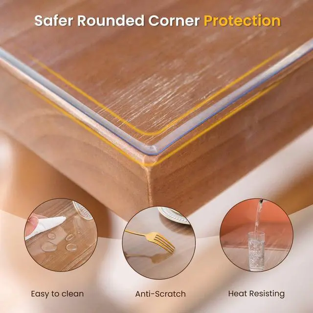 Alt view image 4 of 6 - Whirltique Clear Table Cover Protector, 14 x 24 Inch Clear Desk Mat, 1.5mm Thick Plastic Table Cover, Transparent Desk Cover, Desk Protector Mat for Desktop, Writing Desk