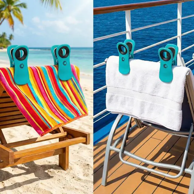 Alt view image 3 of 7 - Core Clip Towel Clips for Beach Chairs Pool & Lounge Chairs on Cruise Boat | Towel clamps for beach, lounge, pool & cruise chairs hold strong in wind