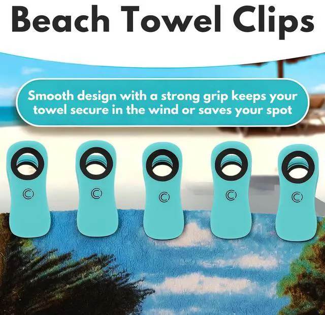 Alt view image 6 of 7 - Core Clip Towel Clips for Beach Chairs Pool & Lounge Chairs on Cruise Boat | Towel clamps for beach, lounge, pool & cruise chairs hold strong in wind