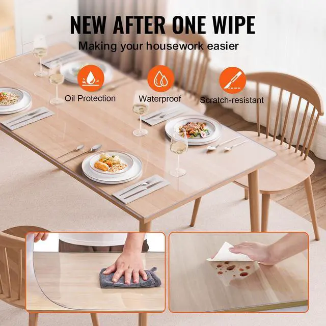 Alt view image 5 of 7 - VEVOR Plastic Table Cover, 14 x 24 Inch 1.5 mm Rectangle Thick Clear PVC Desk Mat Protector,Waterproof & Easy Cleaning Desk Pad Tablecloth, for Office, Dresser, Dining Room, Night Stand