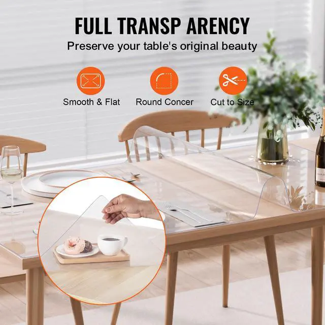 Alt view image 6 of 7 - VEVOR Plastic Table Cover, 14 x 24 Inch 1.5 mm Rectangle Thick Clear PVC Desk Mat Protector,Waterproof & Easy Cleaning Desk Pad Tablecloth, for Office, Dresser, Dining Room, Night Stand