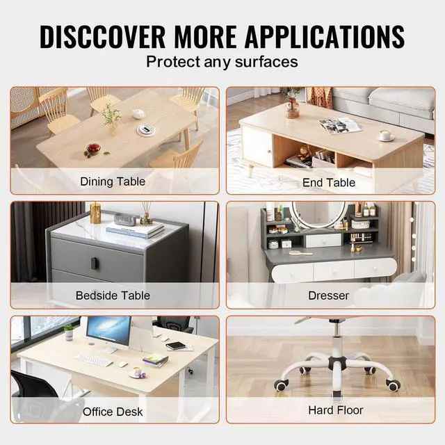 Alt view image 7 of 7 - VEVOR Plastic Table Cover, 14 x 24 Inch 1.5 mm Rectangle Thick Clear PVC Desk Mat Protector,Waterproof & Easy Cleaning Desk Pad Tablecloth, for Office, Dresser, Dining Room, Night Stand