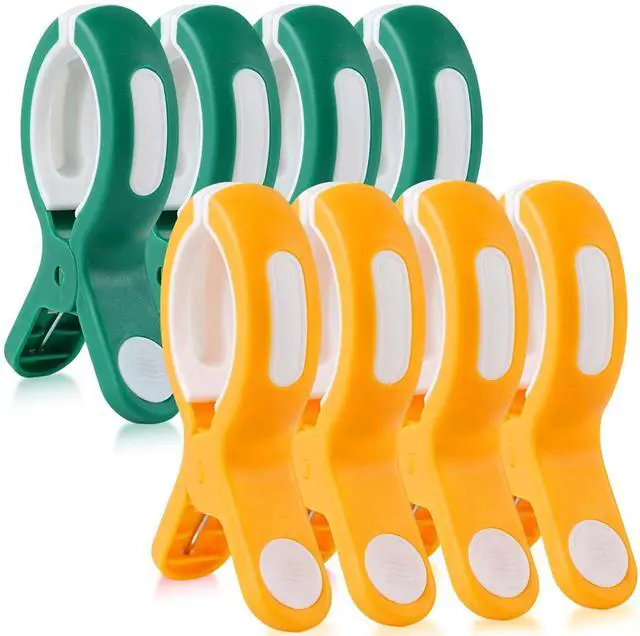 Main image of 8 Pcs Beach Towel Clips for Beach Chairs, Towel Holder for Beach Chair Pool Chair on Cruise, Jumbo Size Heavy Duty Clothes Pins, Beach Chair Clips to Keep Your Towel from Blowing Away, 2 Colors