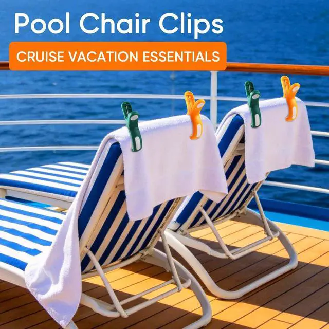 Alt view image 4 of 7 - 8 Pcs Beach Towel Clips for Beach Chairs, Towel Holder for Beach Chair Pool Chair on Cruise, Jumbo Size Heavy Duty Clothes Pins, Beach Chair Clips to Keep Your Towel from Blowing Away, 2 Colors