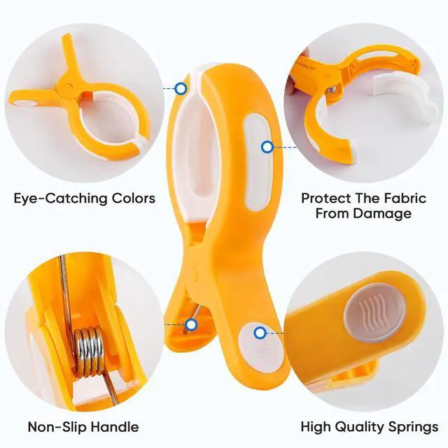 Alt view image 5 of 7 - 8 Pcs Beach Towel Clips for Beach Chairs, Towel Holder for Beach Chair Pool Chair on Cruise, Jumbo Size Heavy Duty Clothes Pins, Beach Chair Clips to Keep Your Towel from Blowing Away, 2 Colors