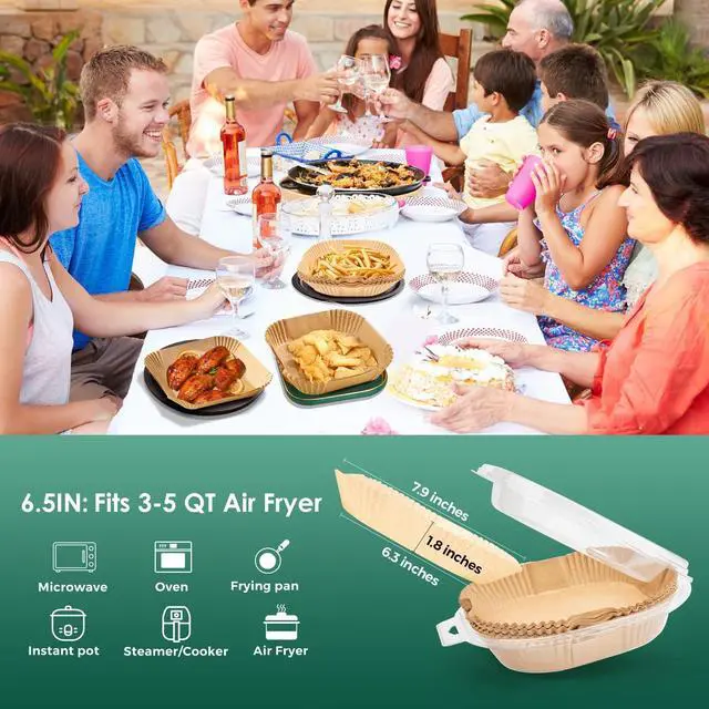 Alt view image 2 of 7 - Vailnd 125Pcs 6.5inch Air Fryer Liners Disposable Square Parchment Paper | for 3-5qt, Oilproof Waterproof, Non-Stick Small Airfryer Basket Liner for Microwave, Oven Baking