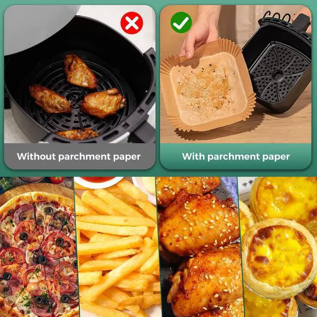 Alt view image 5 of 7 - Vailnd 125Pcs 6.5inch Air Fryer Liners Disposable Square Parchment Paper | for 3-5qt, Oilproof Waterproof, Non-Stick Small Airfryer Basket Liner for Microwave, Oven Baking