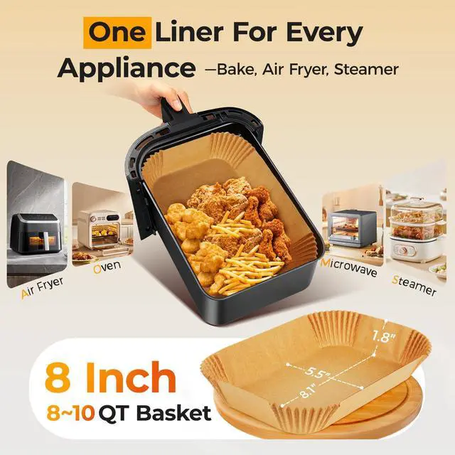 Alt view image 3 of 7 - 125Pcs Air Fryer Liners Disposable for Dual Basket 8x5.5 Inch Rectangle | Parchment Paper for Ninja DZ201 DZ401, AirFryer liners for Chefman 2 Bask, OilProof