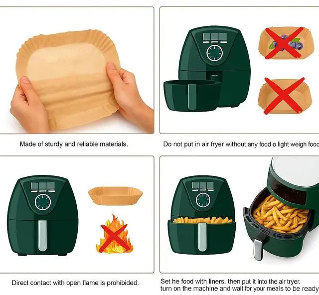 Alt view image 3 of 5 - 100 Pack 6 Inch Square Air Fryer Liners for 2-5 Qt Baskets, Disposable Unbleached Parchment Paper, Non Stick and Grease Resistant, Heat Resistant Baking Paper for Air Fryer and Oven