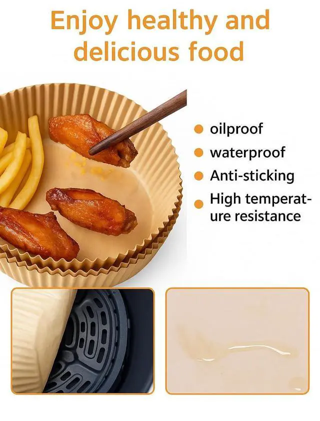 Alt view image 4 of 5 - 100 Pack 6 Inch Square Air Fryer Liners for 2-5 Qt Baskets, Disposable Unbleached Parchment Paper, Non Stick and Grease Resistant, Heat Resistant Baking Paper for Air Fryer and Oven