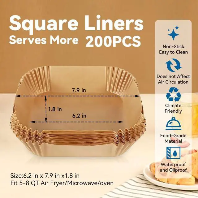 Alt view image 2 of 7 - Koja 100 Pcs Parchment Air Fryer Liners, 6.5 in, Non-Stick, Heat Resistant | Also works in microwave, oven, and steamer. Easy to clean, no scrubbing needed after cooking.