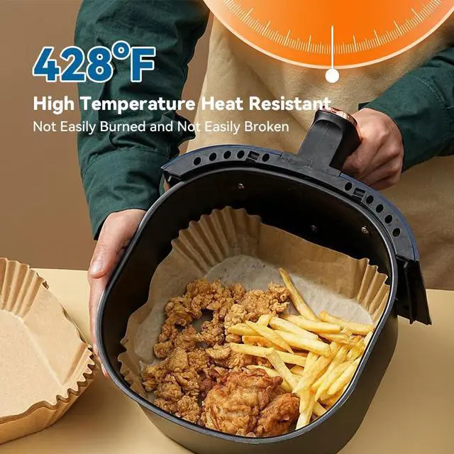 Alt view image 4 of 7 - Koja 100 Pcs Parchment Air Fryer Liners, 6.5 in, Non-Stick, Heat Resistant | Also works in microwave, oven, and steamer. Easy to clean, no scrubbing needed after cooking.