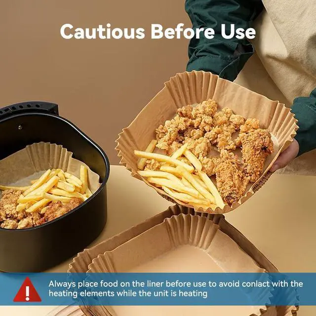 Alt view image 6 of 7 - Koja 100 Pcs Parchment Air Fryer Liners, 6.5 in, Non-Stick, Heat Resistant | Also works in microwave, oven, and steamer. Easy to clean, no scrubbing needed after cooking.