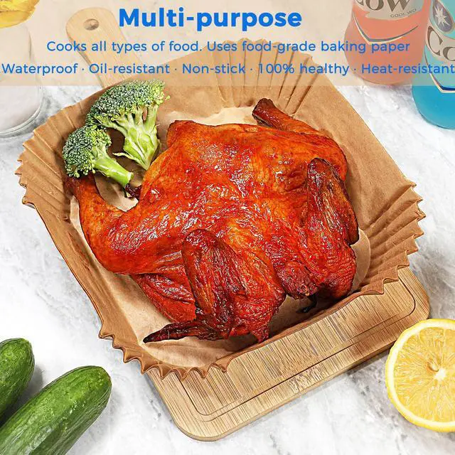 Alt view image 3 of 6 - Air Fryer Liners Disposable,6.5in 100 PCS Square Parchment Paper For Baking | Foopama Fit 3-5qt Heavy Duty Non-Stick Oil-Proof Resistant Paper Liners for Air Fryer Basket Microwave Oven Accessories