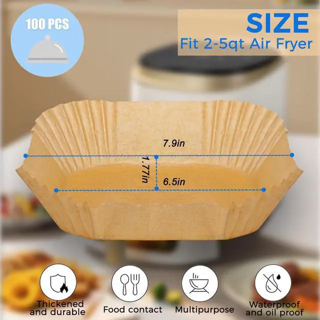 Alt view image 4 of 6 - Air Fryer Liners Disposable,6.5in 100 PCS Square Parchment Paper For Baking | Foopama Fit 3-5qt Heavy Duty Non-Stick Oil-Proof Resistant Paper Liners for Air Fryer Basket Microwave Oven Accessories