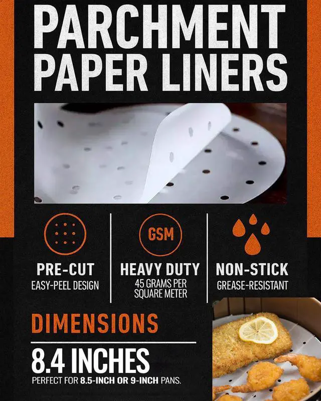 Alt view image 3 of 7 - 8.4 inch Parchment Paper Rounds for Ninja Foodi 5qt, 6.5qt, 8qt Pressure Cookers, Round Sheets for Baking For Air Fryers, Pressure Cookers, Springform Pans, Steamers, Non-Stick Pre-cut Paper Liners