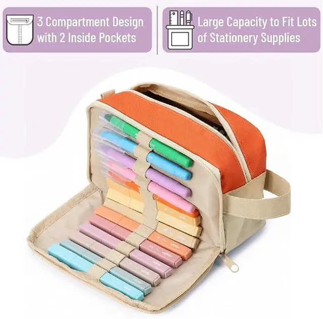 Alt view image 3 of 7 - Mr. Pen- High Capacity Pencil Case Beige -Orange