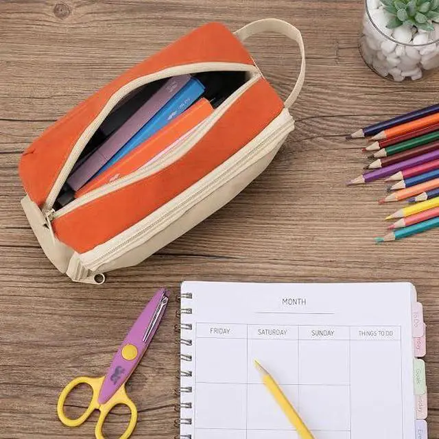 Alt view image 6 of 7 - Mr. Pen- High Capacity Pencil Case Beige -Orange