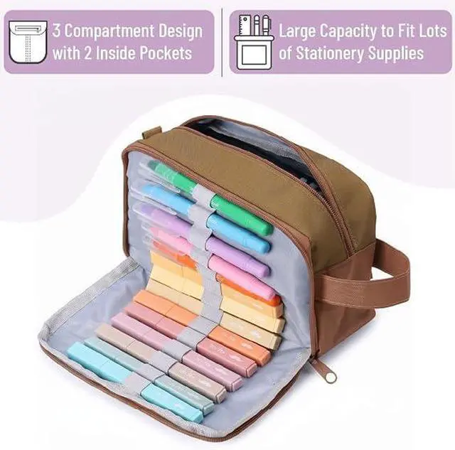 Alt view image 3 of 6 - Mr. Pen- High Capacity Pencil Case Brown