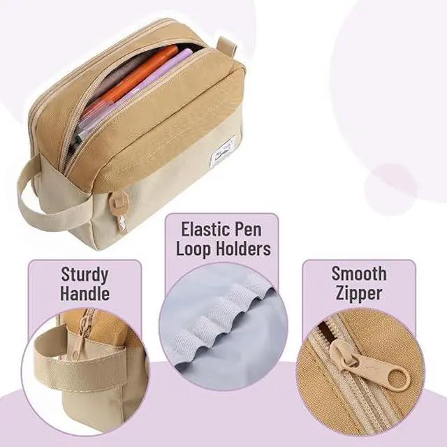 Alt view image 5 of 6 - Mr. Pen- High Capacity Pencil Case Light Beige