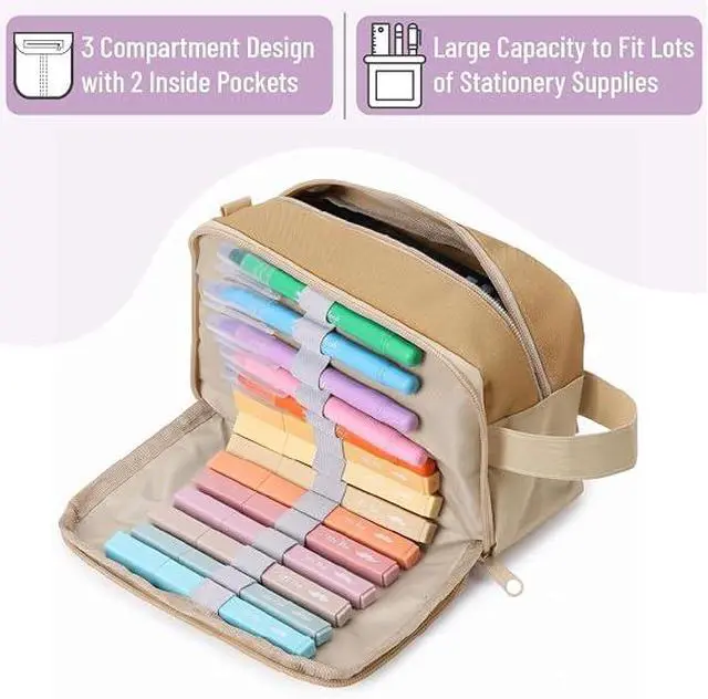 Alt view image 6 of 6 - Mr. Pen- High Capacity Pencil Case Light Beige
