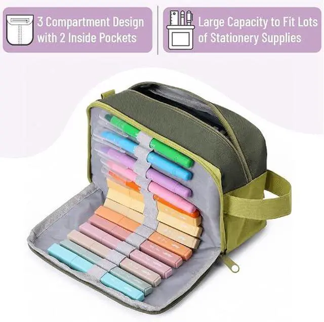 Alt view image 2 of 7 - Mr. Pen- High Capacity Pencil Case Light Olive Green