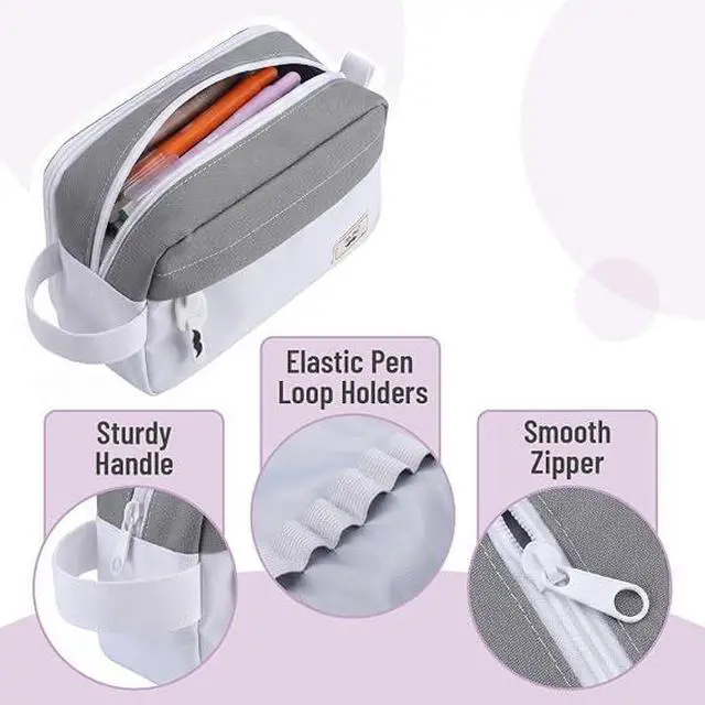 Alt view image 3 of 7 - Mr. Pen- High Capacity Pencil Case White - Gray