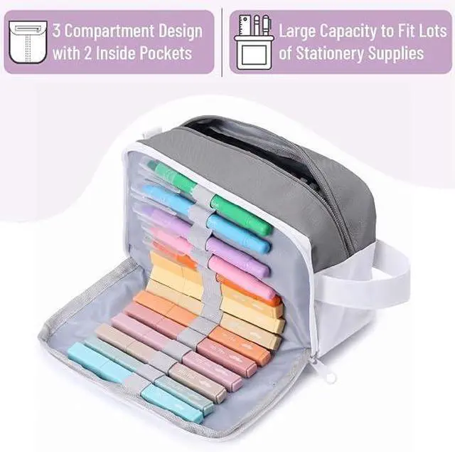 Alt view image 4 of 7 - Mr. Pen- High Capacity Pencil Case White - Gray