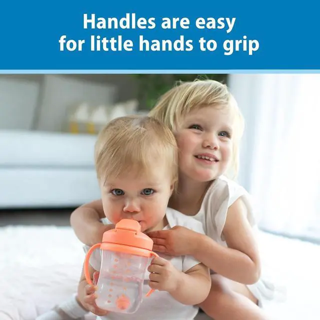 Alt view image 3 of 7 - Dr. Brown's Milestones Baby's First Straw Cup, Training Cup with Weighted Straw, 9 oz/270 mL, BPA-free, 6m+, Coral, 1-Pack
