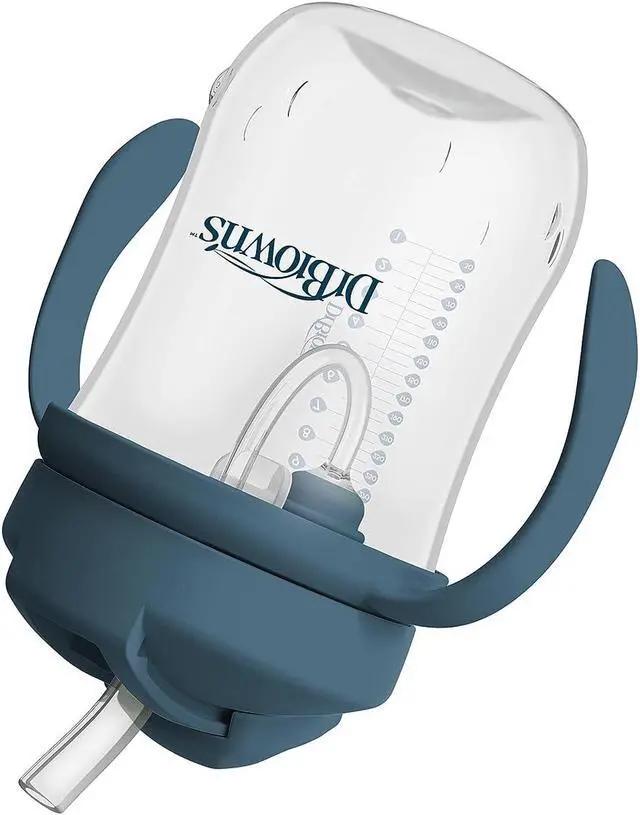 Alt view image 2 of 6 - Dr. Brown's Milestones Baby's First Straw Cup, Training Cup with Weighted Straw, 9 oz/270 mL, BPA-free, 6m+, Dark Blue, 1-Pack