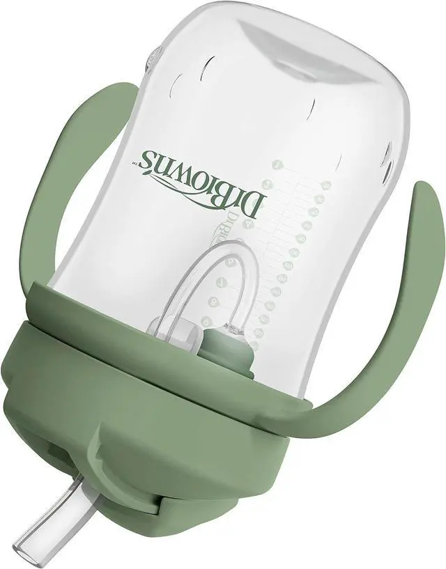 Alt view image 3 of 7 - Dr. Brown's Milestones Baby's First Straw Cup, Training Cup with Weighted Straw, 9 oz/270 mL, BPA-free, 6m+, Olive Green, 1-Pack