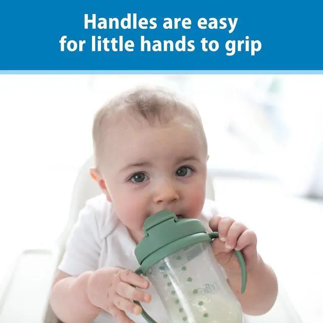 Alt view image 7 of 7 - Dr. Brown's Milestones Baby's First Straw Cup, Training Cup with Weighted Straw, 9 oz/270 mL, BPA-free, 6m+, Olive Green, 1-Pack
