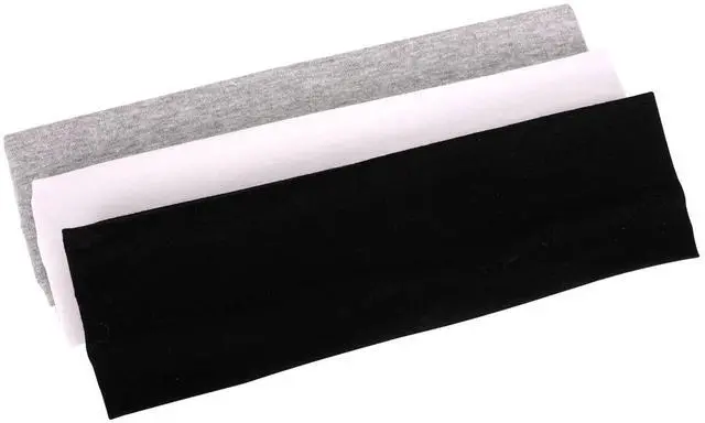 Main image of 3 Pack Yoga Headbands Stretchy Cotton Head Band Hairwarp Sports Running Exercise Gym (Solid Color)