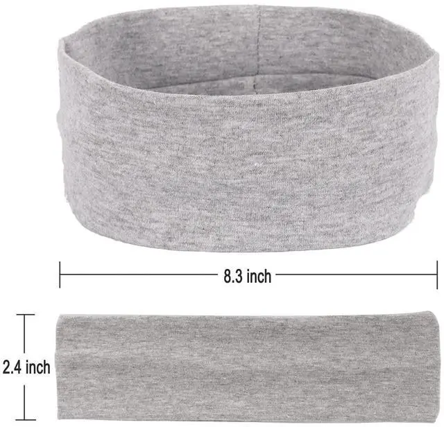 Alt view image 2 of 4 - 3 Pack Yoga Headbands Stretchy Cotton Head Band Hairwarp Sports Running Exercise Gym (Solid Color)