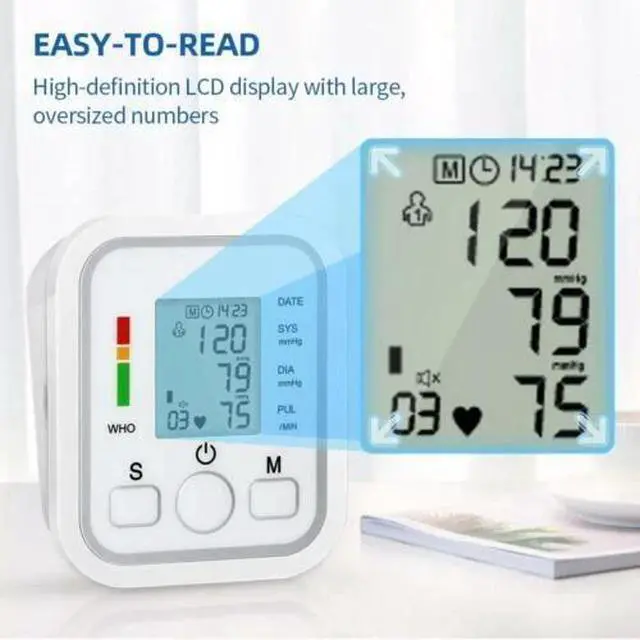 Alt view image 4 of 7 - Digital Automatic Blood Pressure Monitor Upper Arm BP Machine Heart Rate Machine