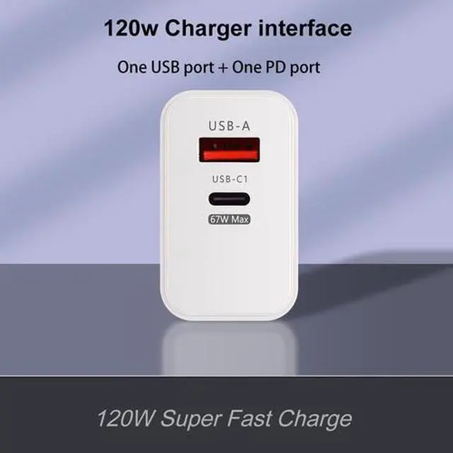 Alt view image 3 of 7 - 120W GaN Fast Charger PD USB-C Wall Charger Adapter for iPhone Samsung Universal